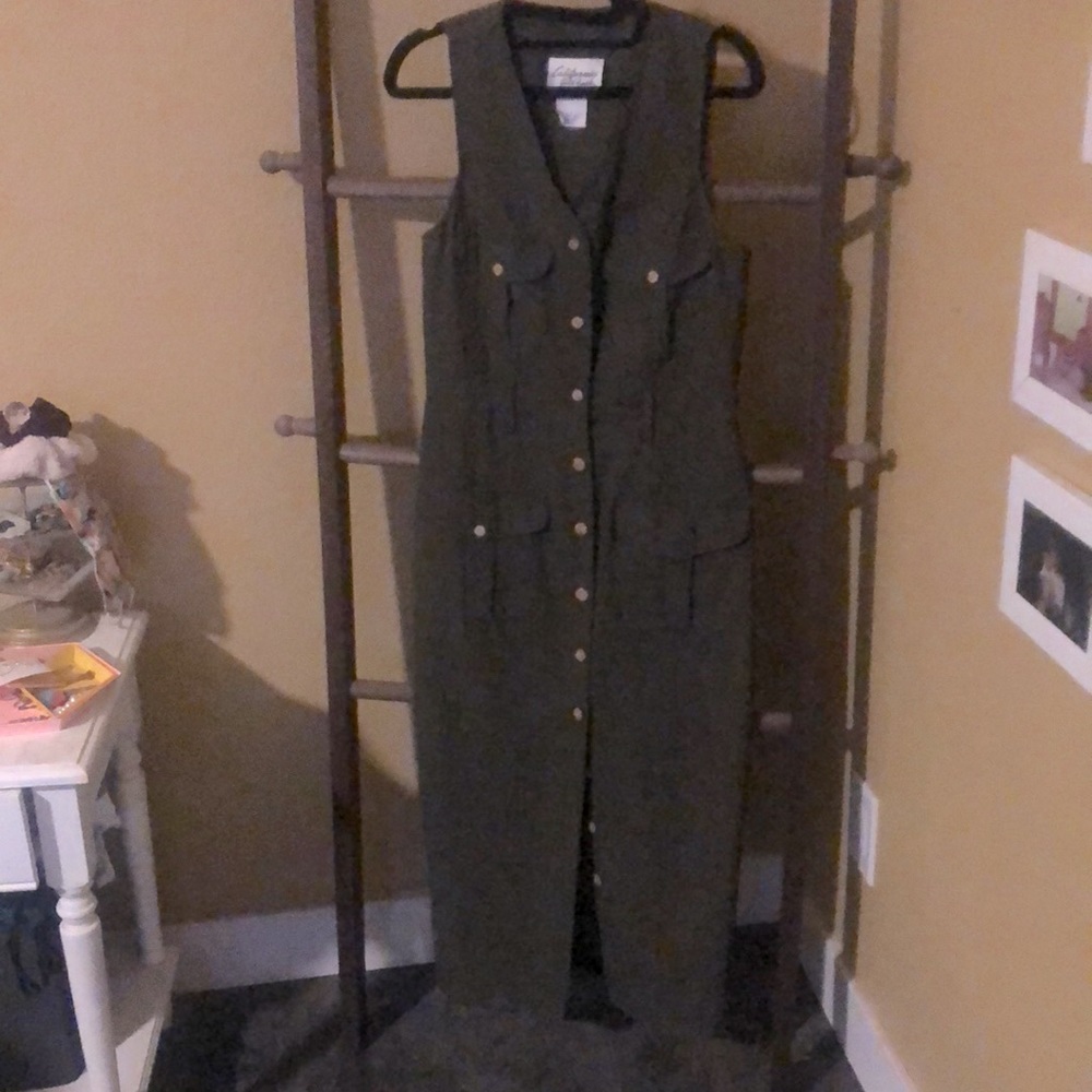 Maxi button down, sleeveless dress